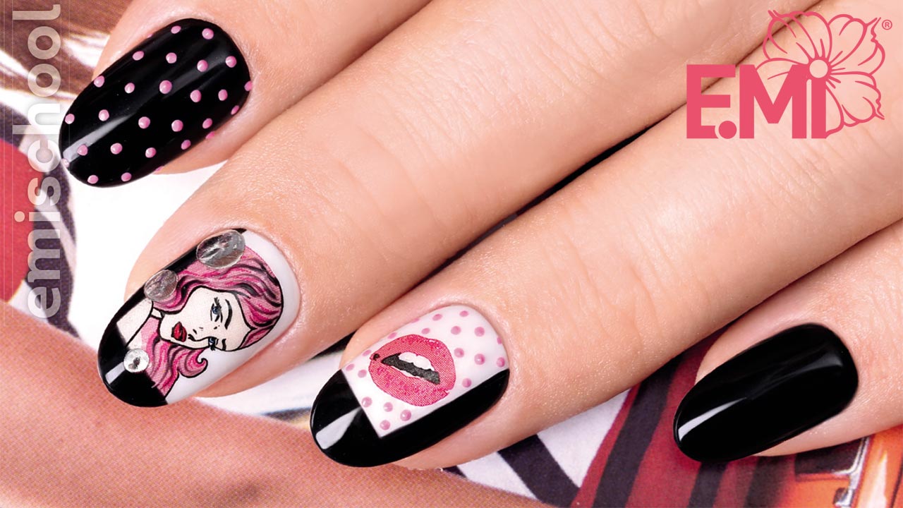 Pop art nail art with nail design stickers