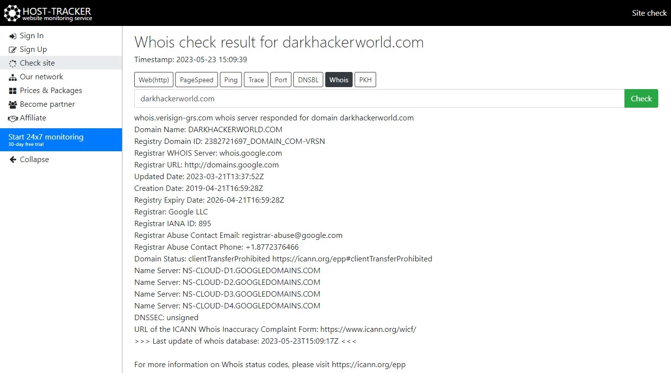 discover who really owns website with Host-tracker's domain tracker