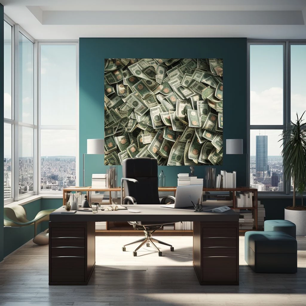 Мотивирующая картина в офис с изображением денег, мотивирующая
