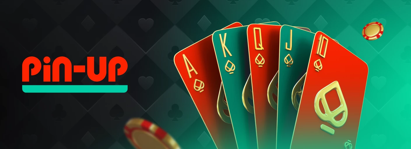 Логотип казино Pin Up UA Логотип казино Pin Up UA на зеленому фоні з картами