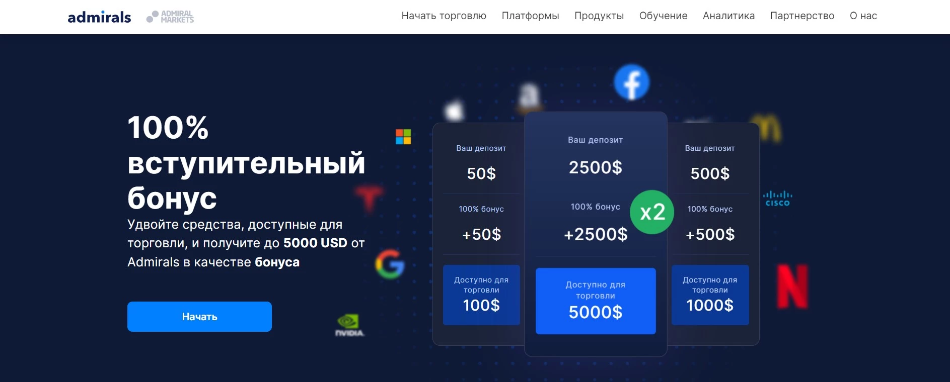 Welcome Bonus от Admirals