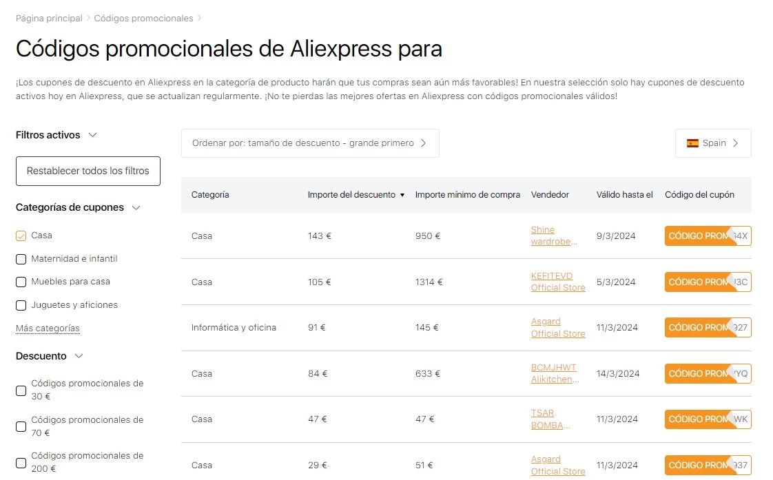 ¿Qué tipos de códigos promocionales hay en AliExpress?