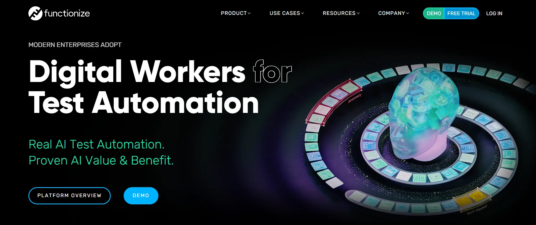 Functionize test automation dashboard screenshot
