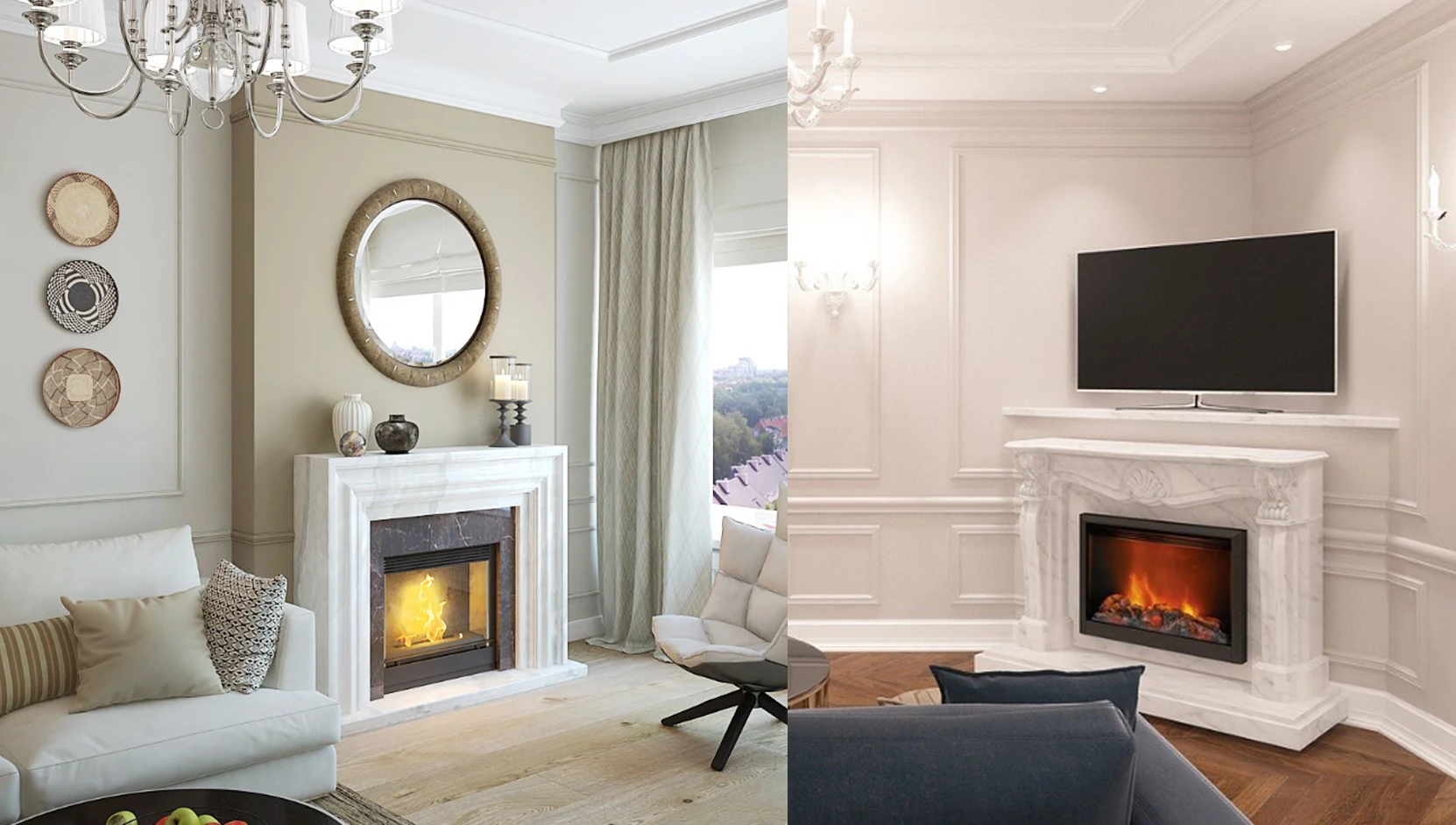 Піч-камін в інтер'єрі, фото 5, неокласика