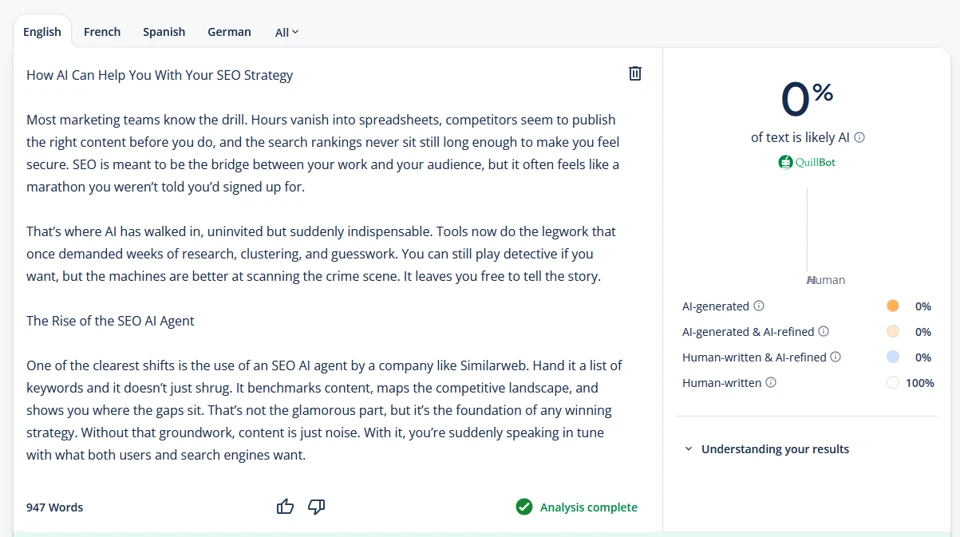 Similarweb SEO Agent Analysis