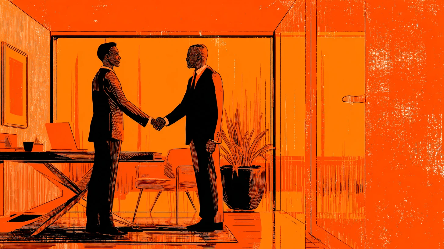 International investor sealing a property deal with a consultant, symbolizing professional support for commercial real estate Portugal acquisitions.