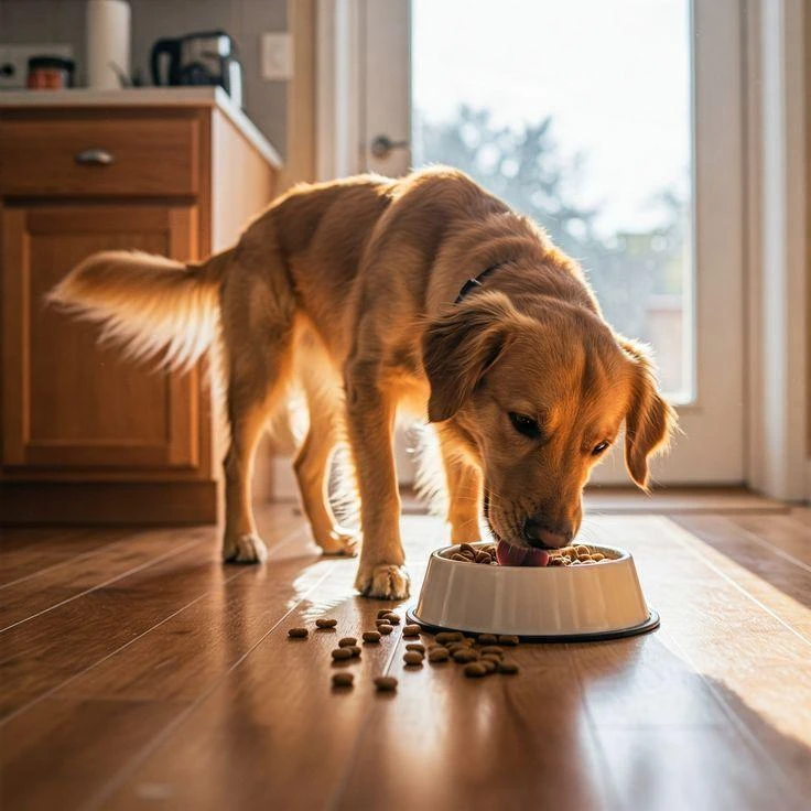 собака їсть сухий корм