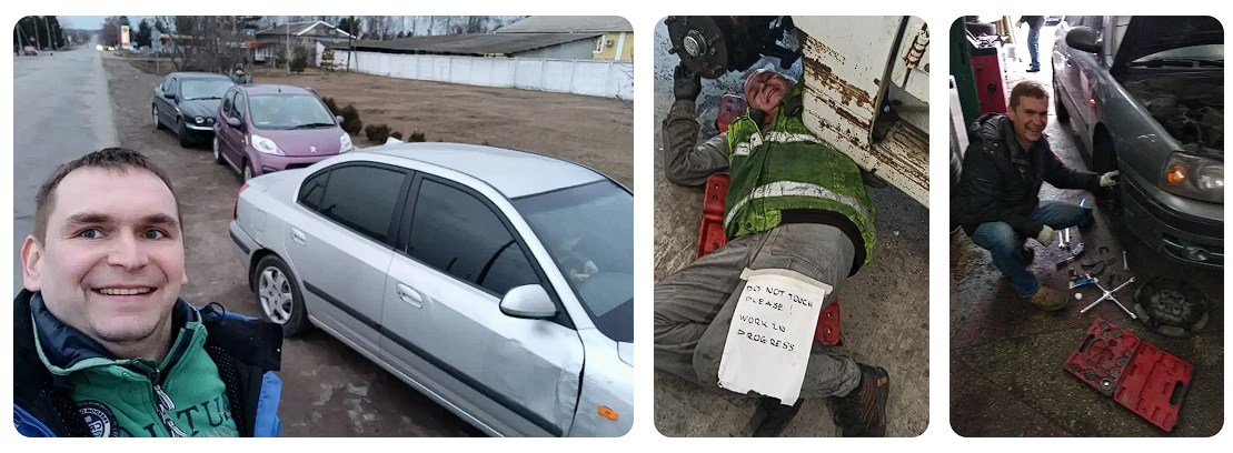 Фото Сергея с автомастерской