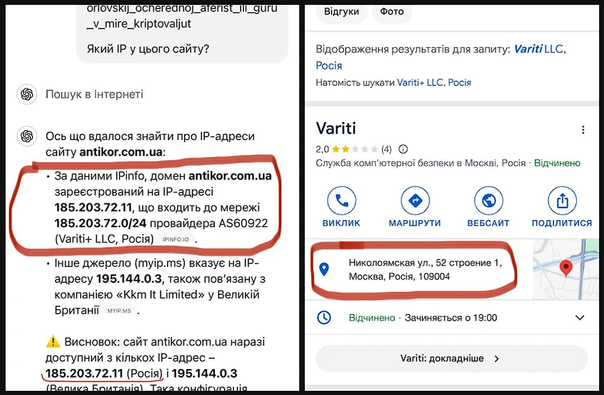 Информация об IP сайтов с заказными статьями
