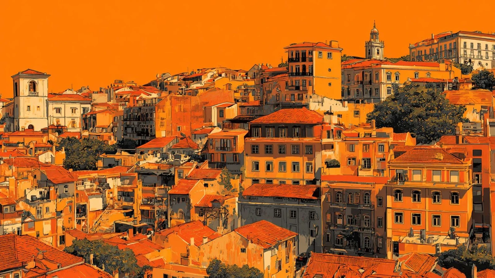 Vibrant Lisbon neighborhood with residential buildings and retail cafés, illustrating growing Portugal capital growth real estate opportunities.