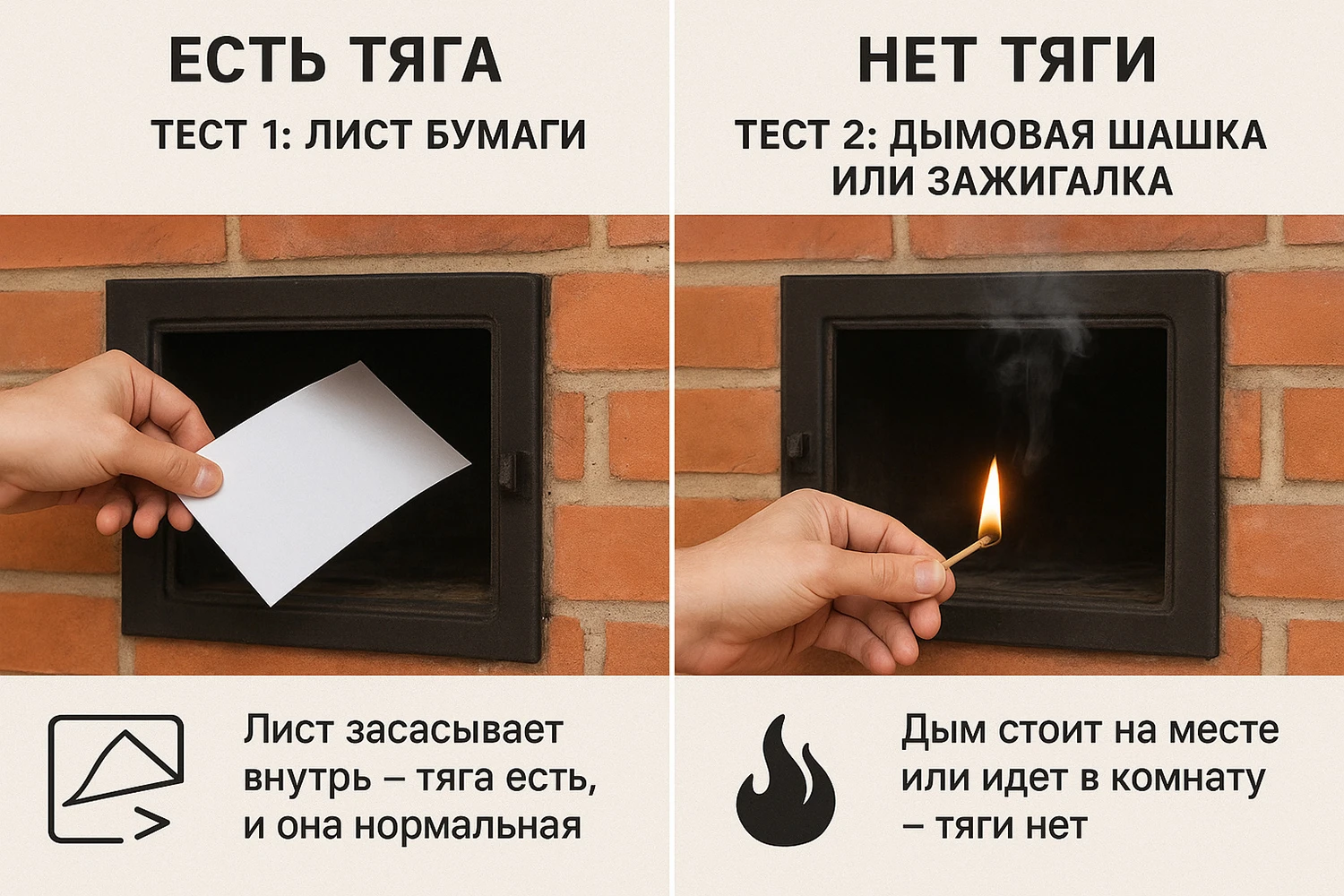 проверка тяги в печи