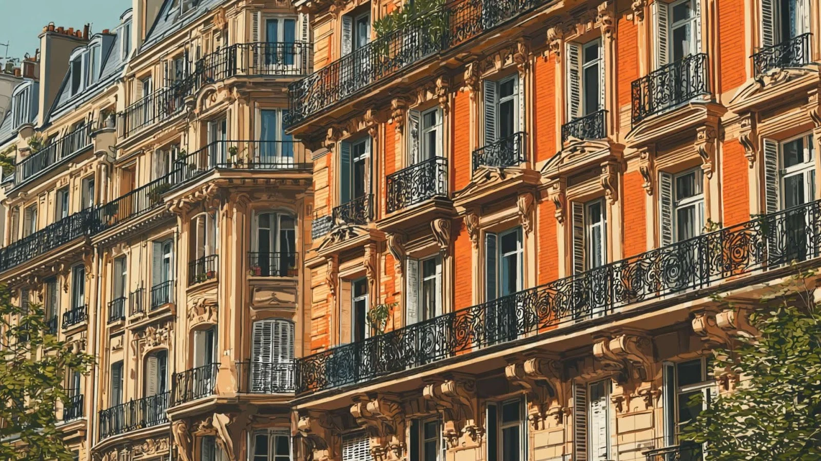 Classic Haussmann-style Paris apartments with balconies, symbolizing stability in the France real estate market 2025.