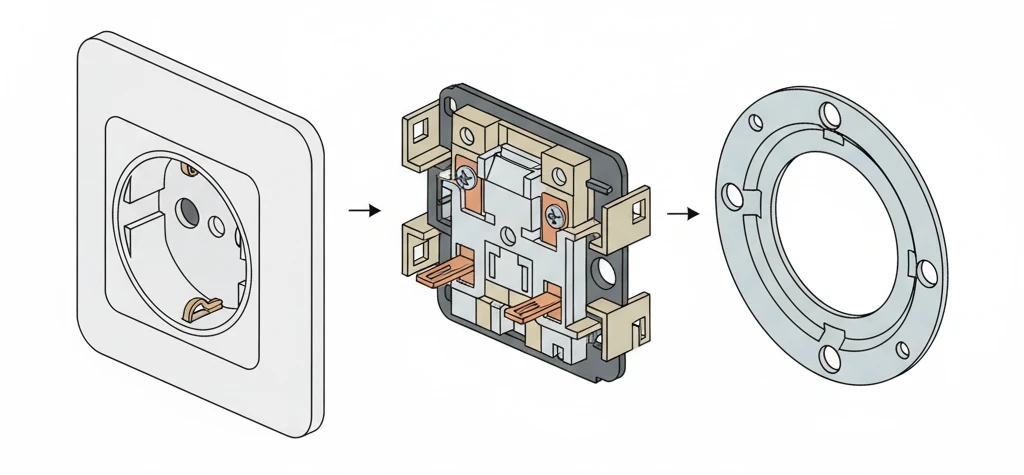 Конструкція розетки з заземленням та її компоненти
