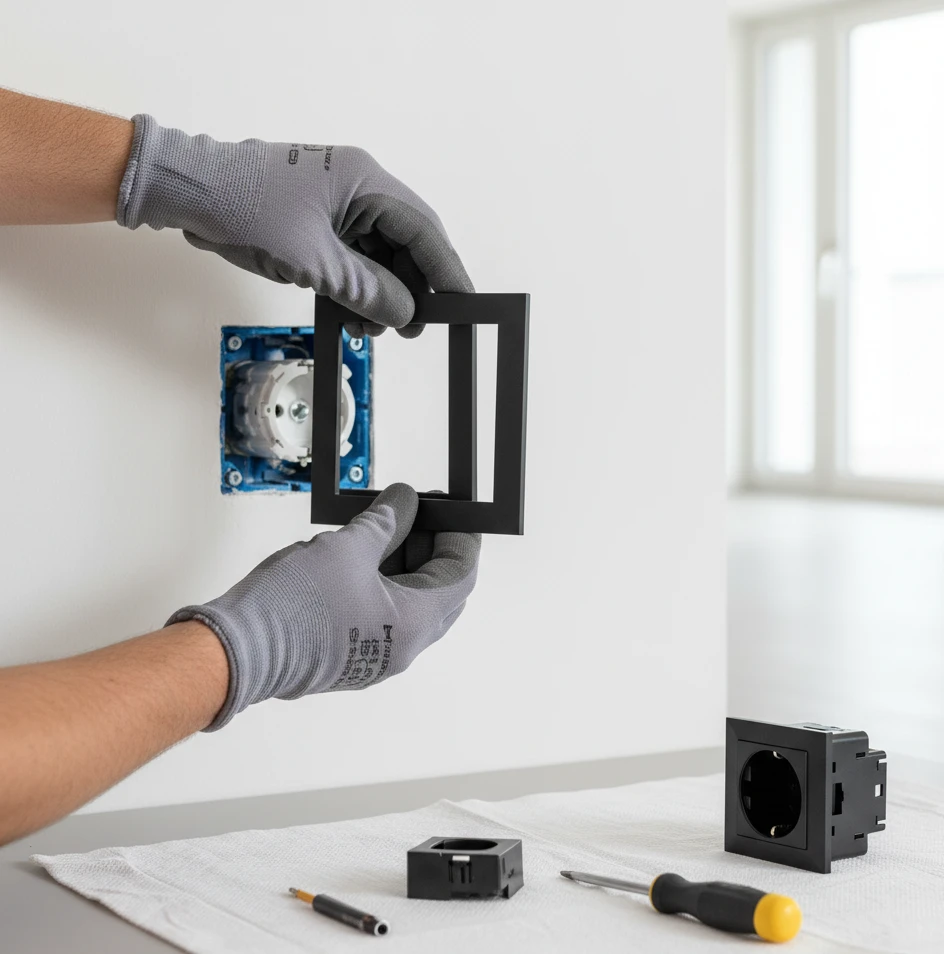 Процес встановлення рамки Hager Lumina-Intens