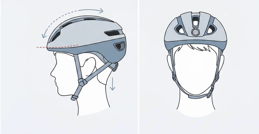 Правильное положение шлема на голове для защиты