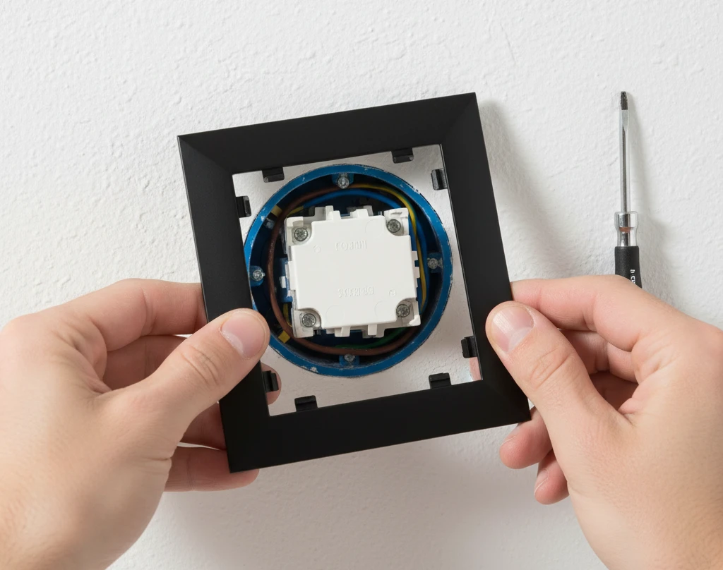 Процес встановлення рамки на механізм розетки