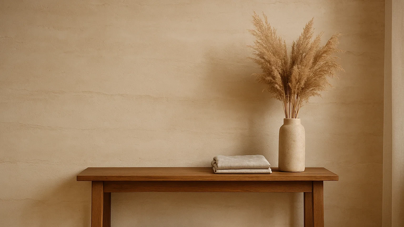 Фрагмент інтерʼєру з травертином у вітальні або коридорі