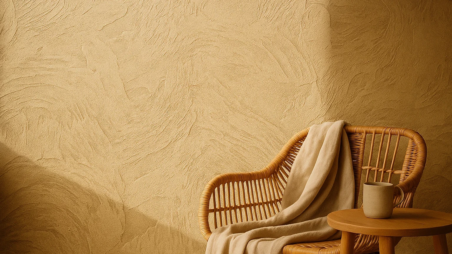 Стіна з марсельським воском у поєднанні з деревʼяними елементами