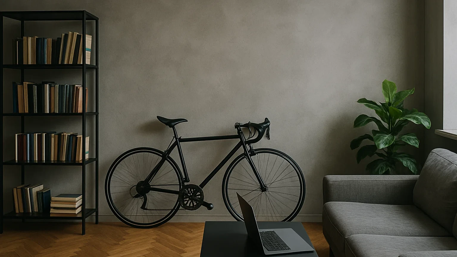 Стіна під арт-бетон у міському лофт-інтерʼєрі