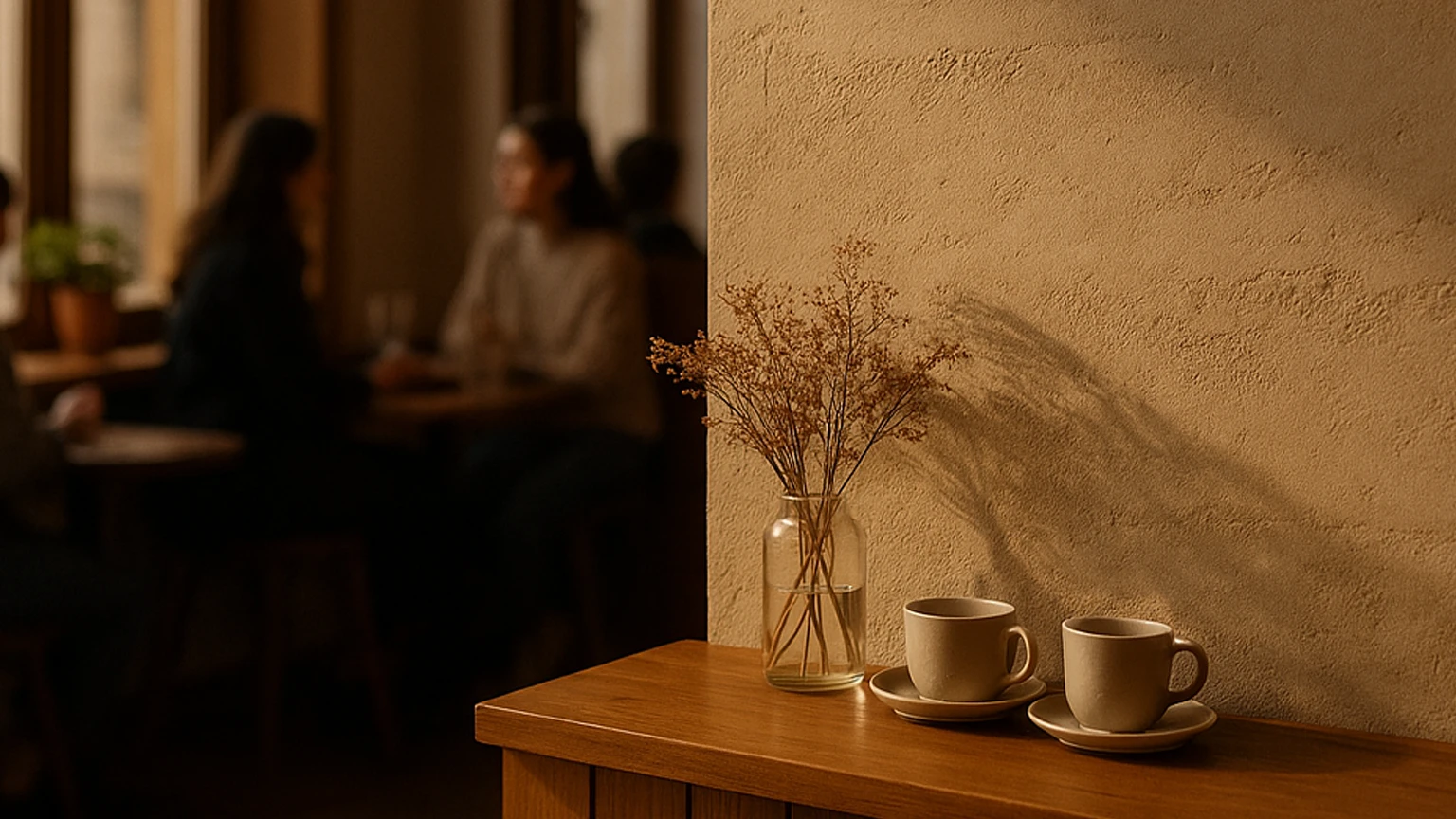 Київська кавʼярня з фактурними стінами з декоративної штукатурки