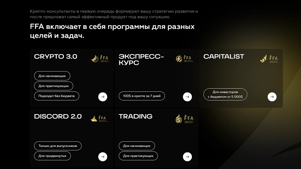 Курсы по криптовалютам FFA