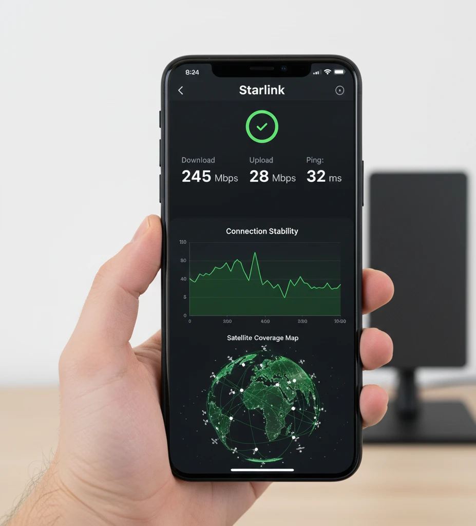 Додаток Starlink на смартфоні з налаштуваннями