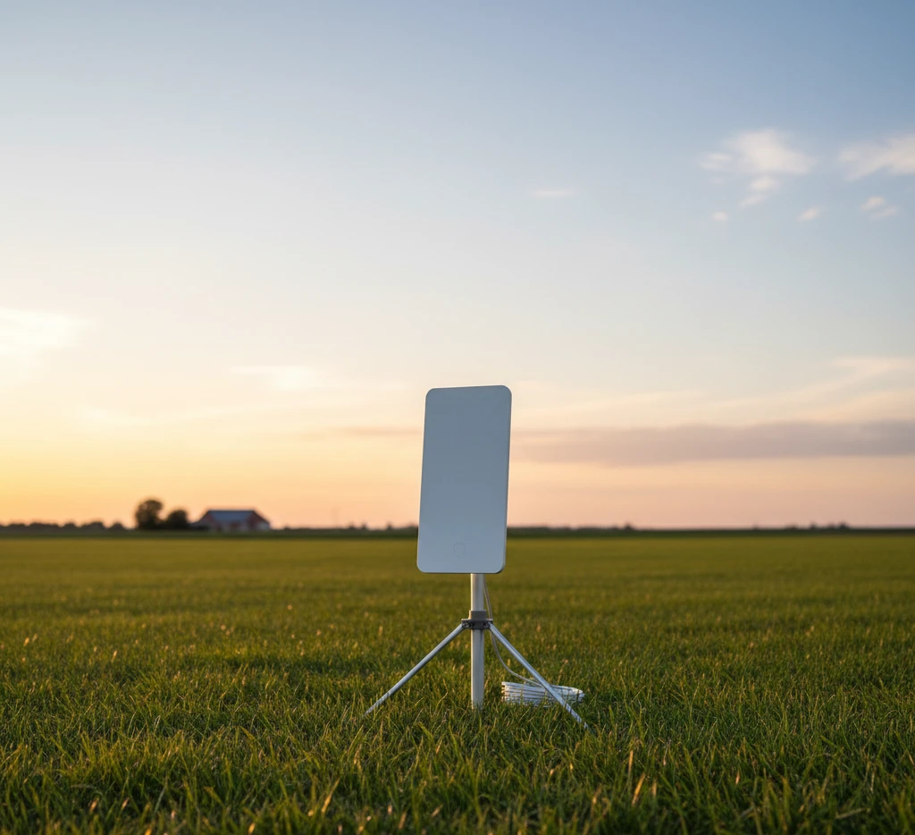 Антена Starlink у роботі на відкритому просторі