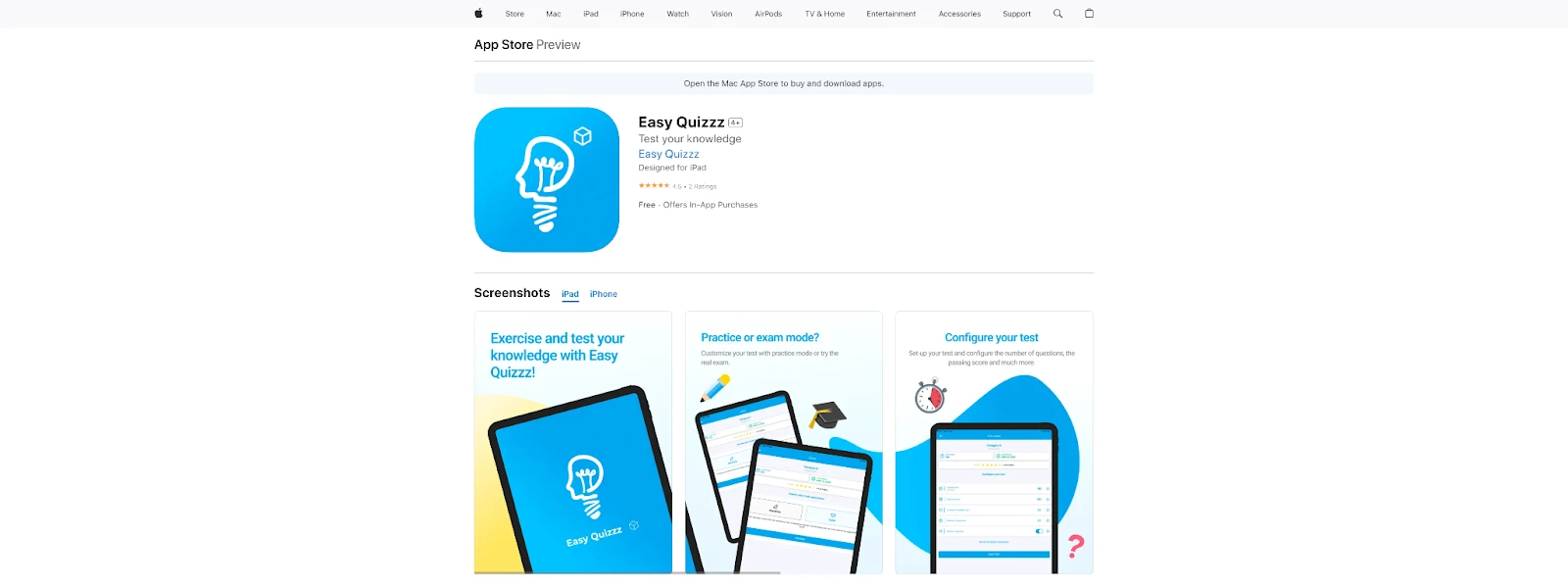 Here is another mobile app view of the Easy-Quizzz BKSB Practice Test on an iPhone, showing the test settings area, progress bar, and quick access to test results.