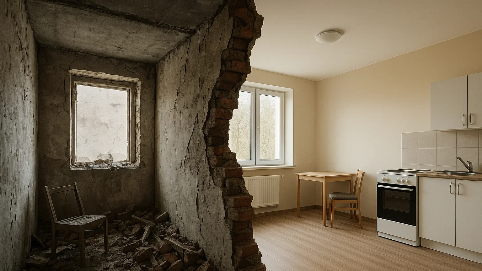 Зруйнована багатоповерхівка після обстрілу