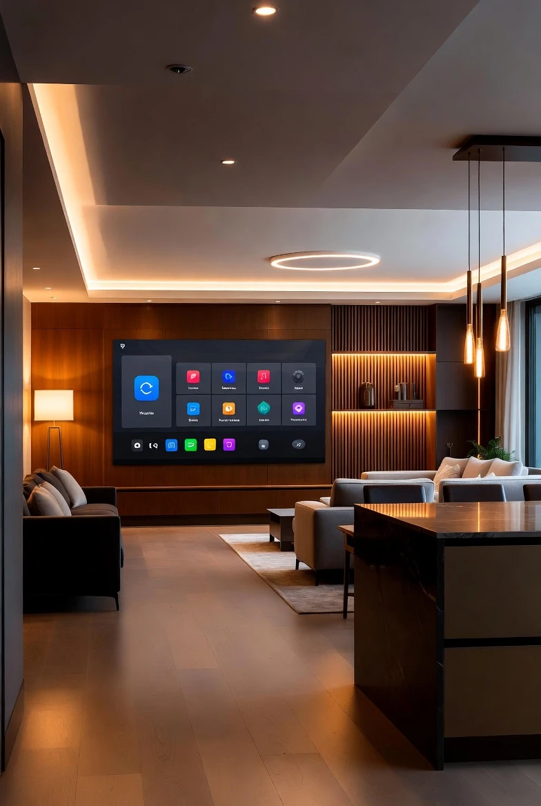 living room with integrated smart home system