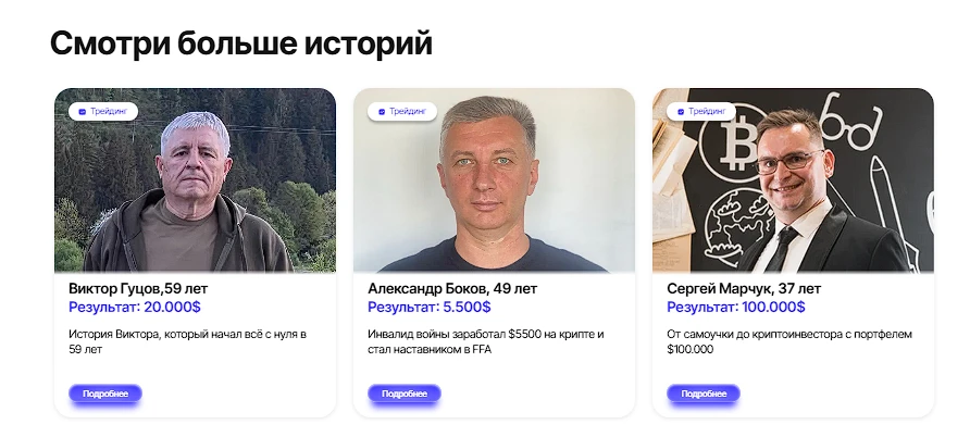 Кейсы учеников, представленные на сайте FFA