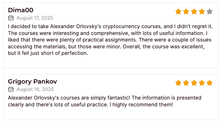 Reviews from academy students