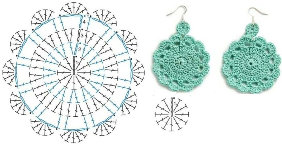 в'язані сережки гачком схеми