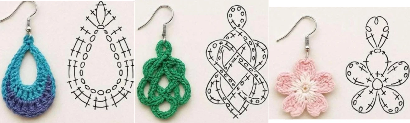 в'язані кульчики гачком схеми