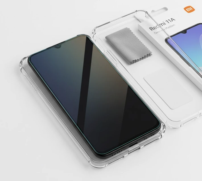 Xiaomi Redmi 11A із захисним склом та чохлом після заміни дисплея