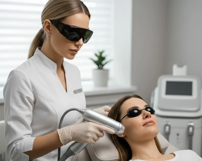 Проведення IPL-терапії Lumecca у кабінеті лікаря-дерматолога