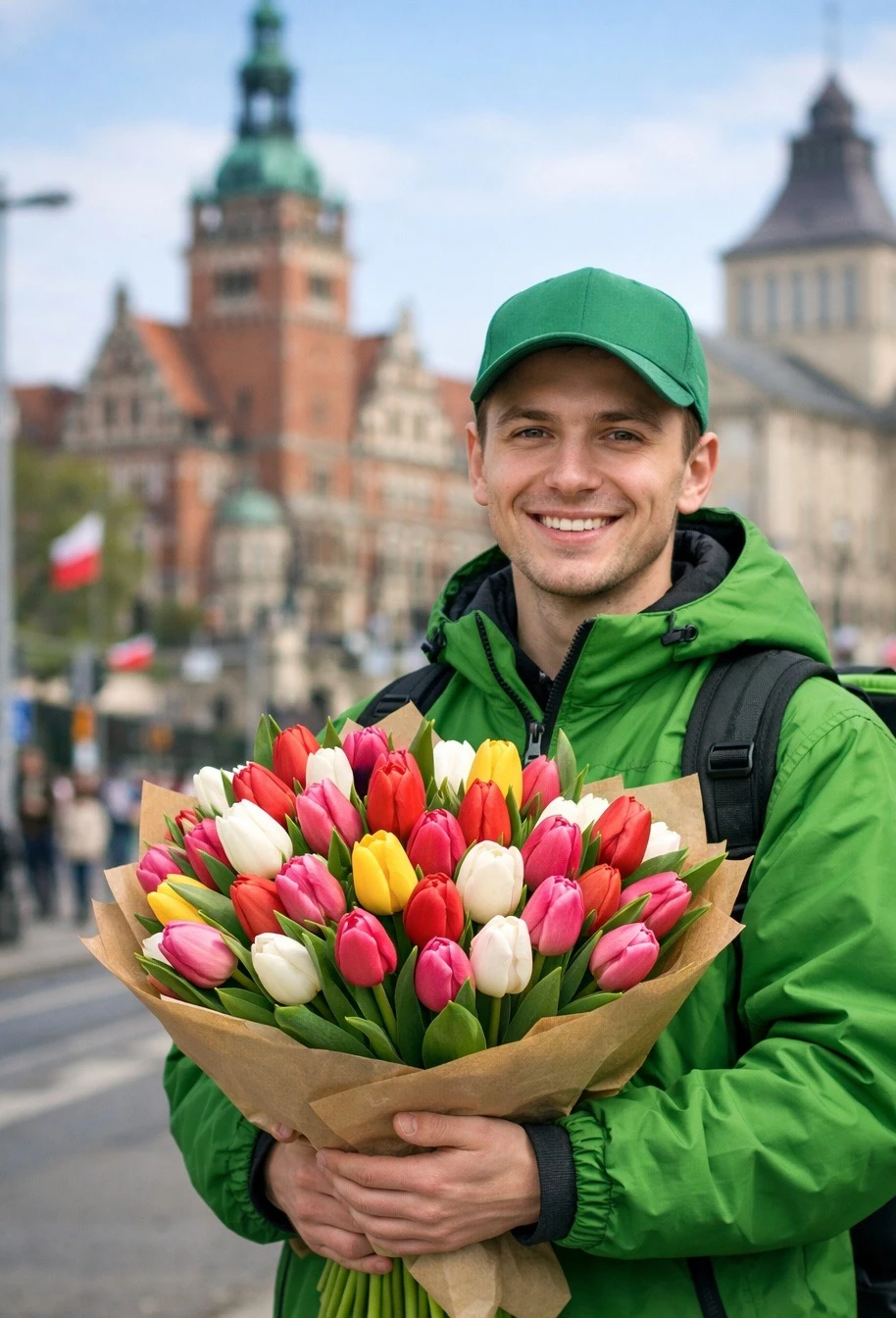 Dostawa świeżych kwiatów pod drzwi klienta w Szczecinie.