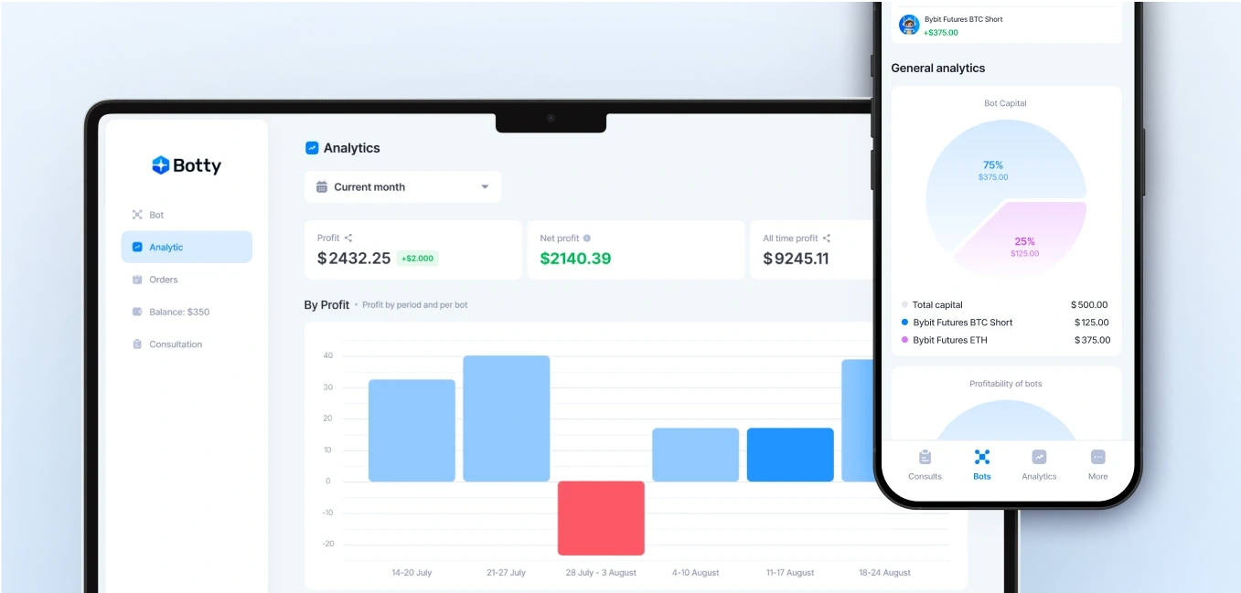 Botty crypto trading bot interface