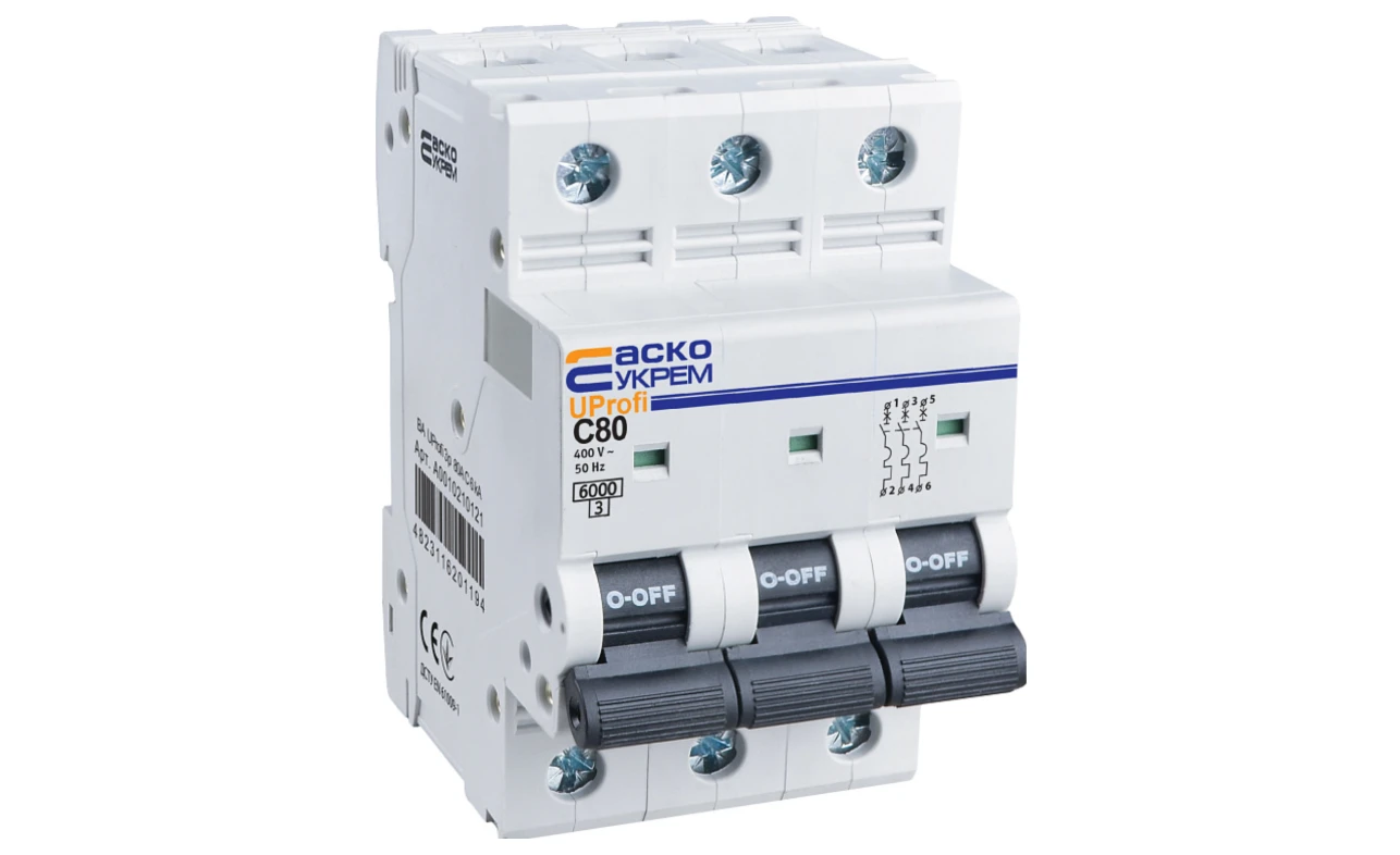 модульний автоматичний вимикач  UProfi триполюсний 80А C 6kА