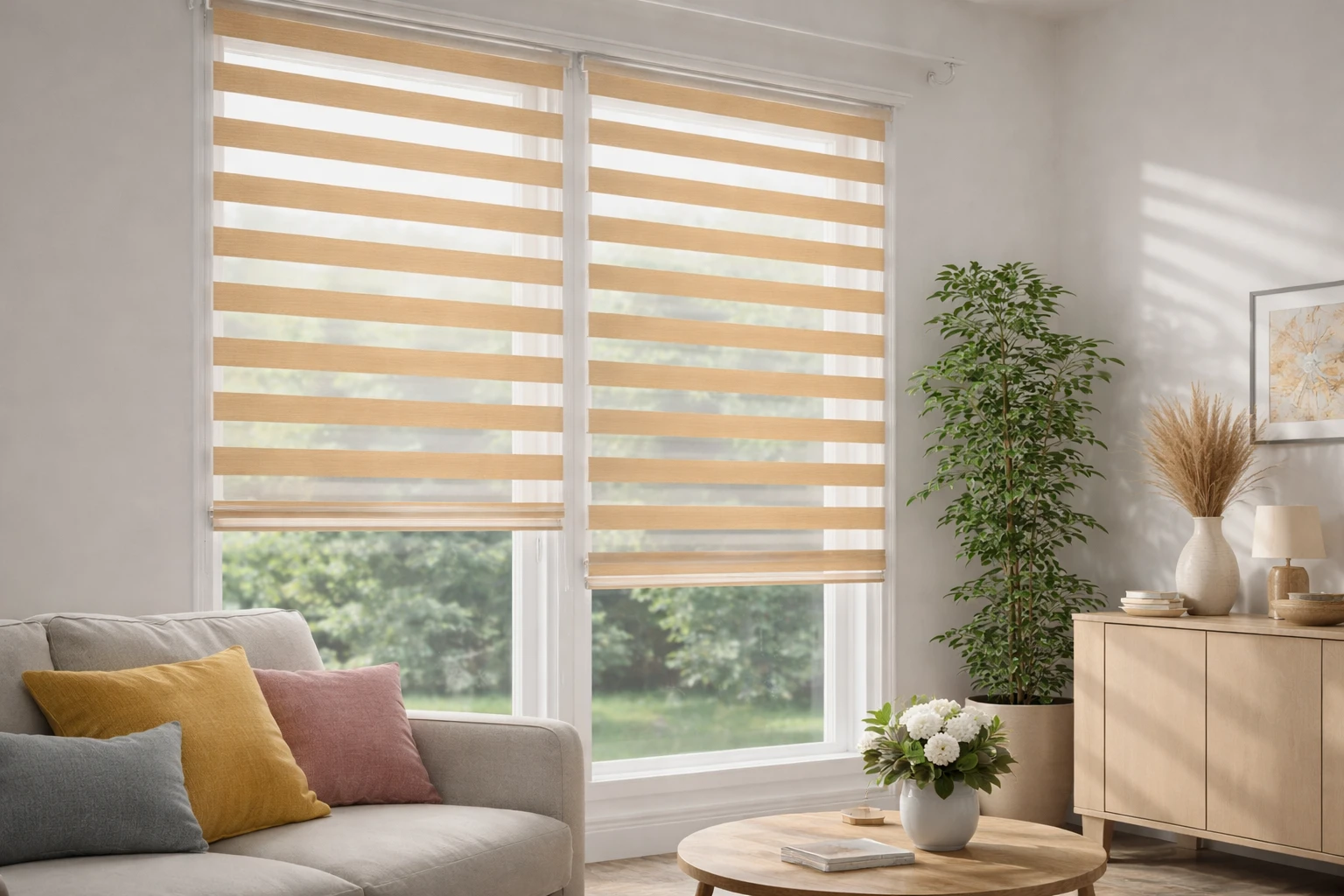 Ролети день-ніч у Рівному на пластикових вікнах у сучасному інтер’єрі