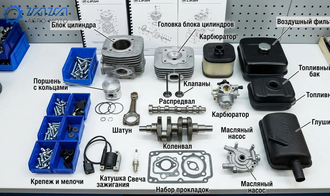 Качественные запчасти для бензинового двигателя 188F в ТАТА Агро-Мото