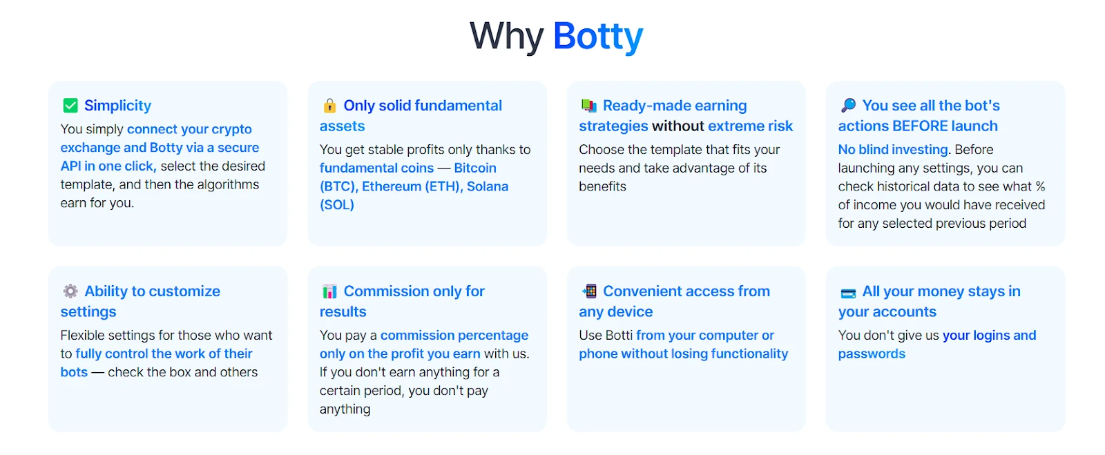 Advantages of the Botty cryptocurrency trading bot