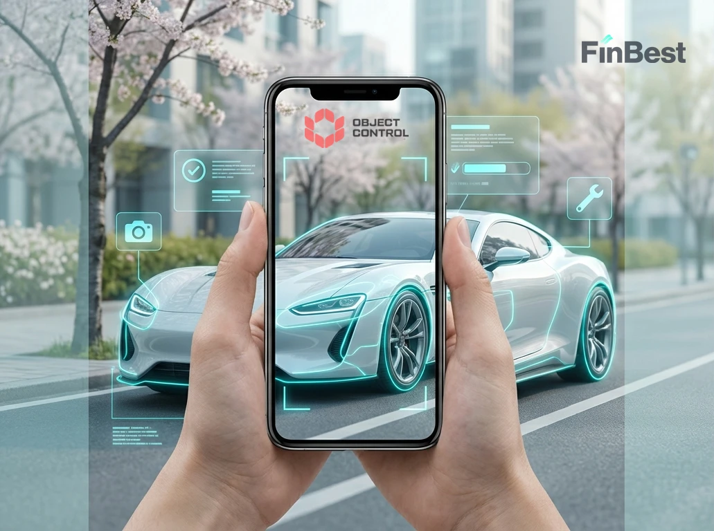 Водій фотографує автомобіль через смартфон для дистанційного огляду через сервіс Object Control для оформлення страхового поліса КАСКО онлайн на маркетплейсі ФінБест