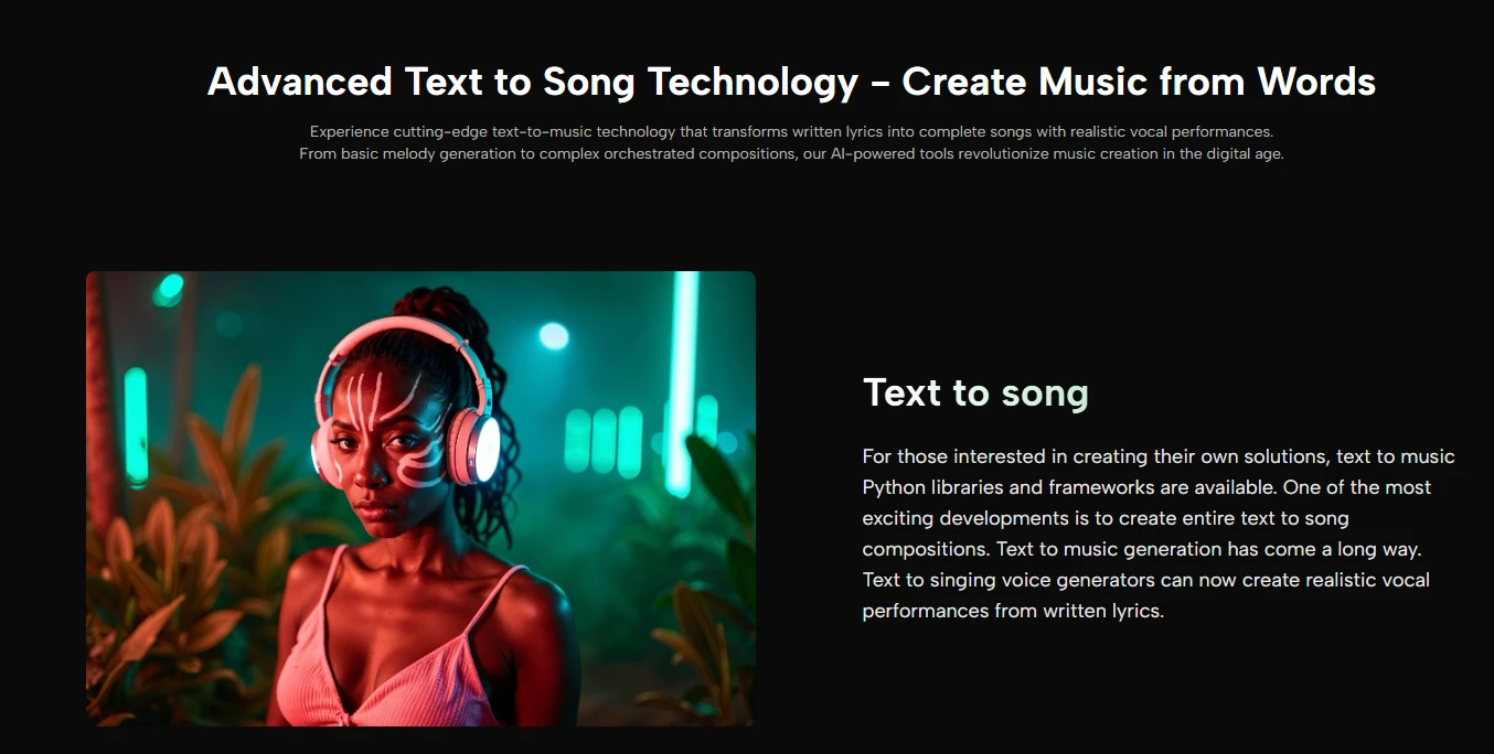 Advanced text to song technology