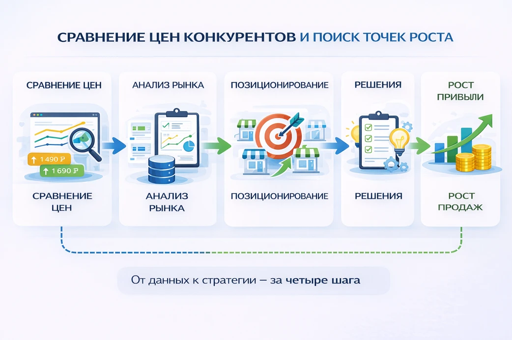 Инфографика: сравнение цен конкурентов — анализ рынка, позиционирование, решения и рост прибыли