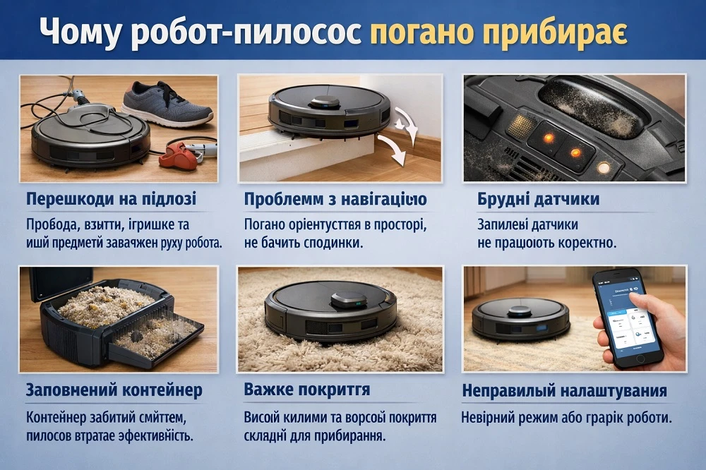 Чому робот-пилосос прибирає гірше