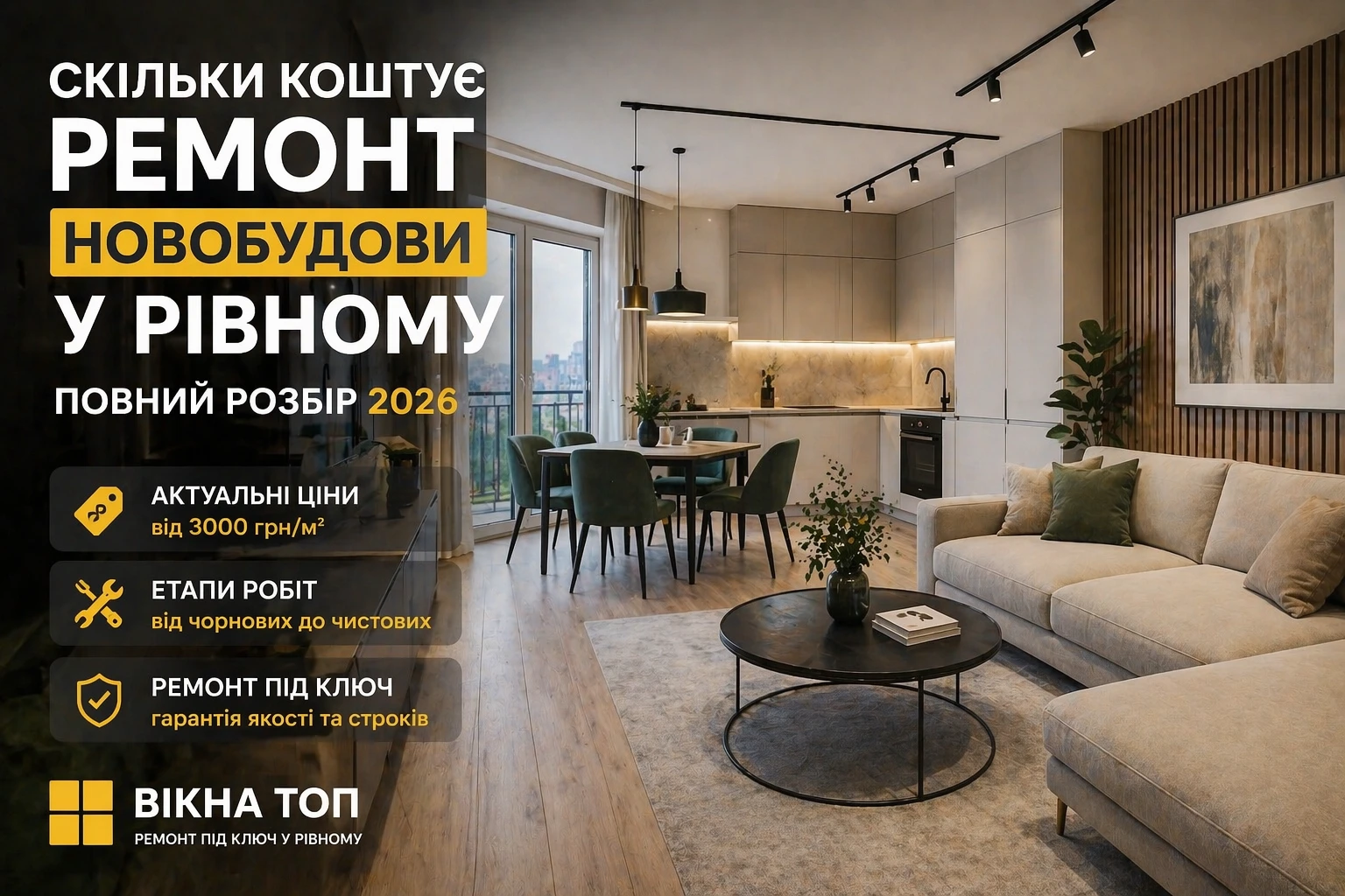 скільки коштує ремонт новобудови у Рівному