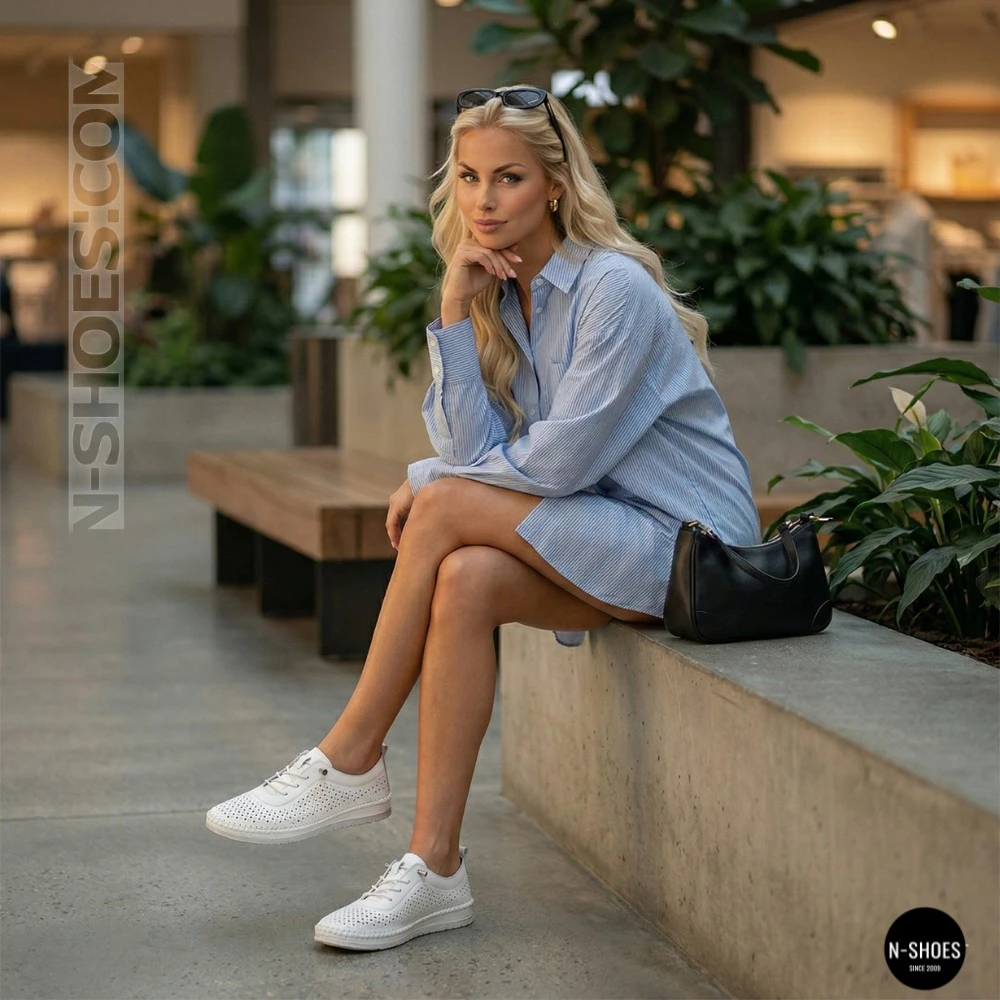 Білі шкіряні мокасини з перфорацією Anna Lucci 211808 1800 white lonza 214365 AP 6139 від турецького виробника