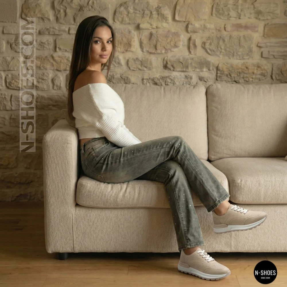 Бежеві перфоровані мокасини Allsy 207108 Q1-018-011 Lonza 207110 BEIGE AY 6130