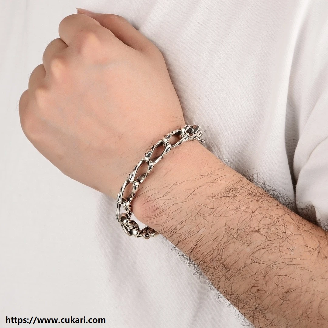 Men's Sterling Silver Vintage Hip Hop Bracelet - cukari.com
